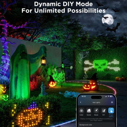 Govee - Outdoor-Lichternetz LED RGBIC 143x85cm Wi-Fi Matter IP65