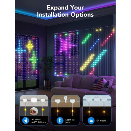 Govee - RGBIC Lichtvorhang 520 LED 1,5x2m Wi-Fi IP65