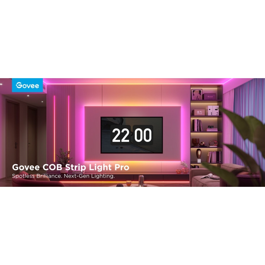 Govee - RGBICW Dimmbarer LED-Streifen COB 3780 Dioden 3m Wi-Fi Matter