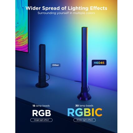Govee - SET 2x Hintergrundbeleuchtung TV 55-65" SMART LED-Hintergrundbeleuchtung RGBICW Wi-Fi