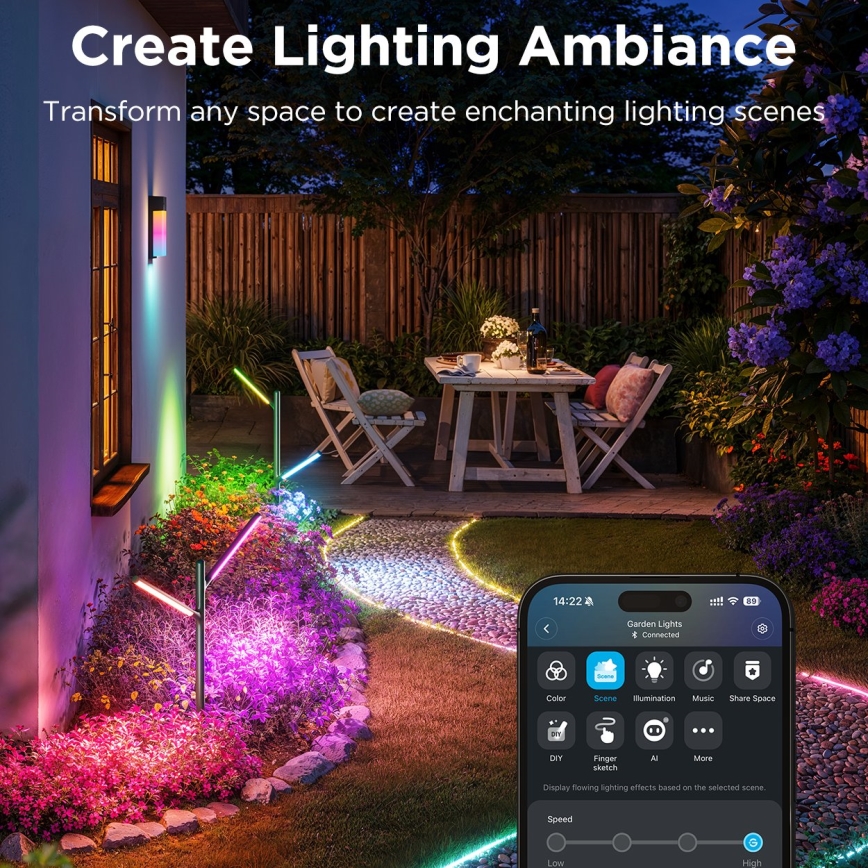 Govee - SET 2x LED RGBICWW Dimmbare Outdoor-Leuchte LED/18W/230V IP66 2700-6500K Wi-Fi