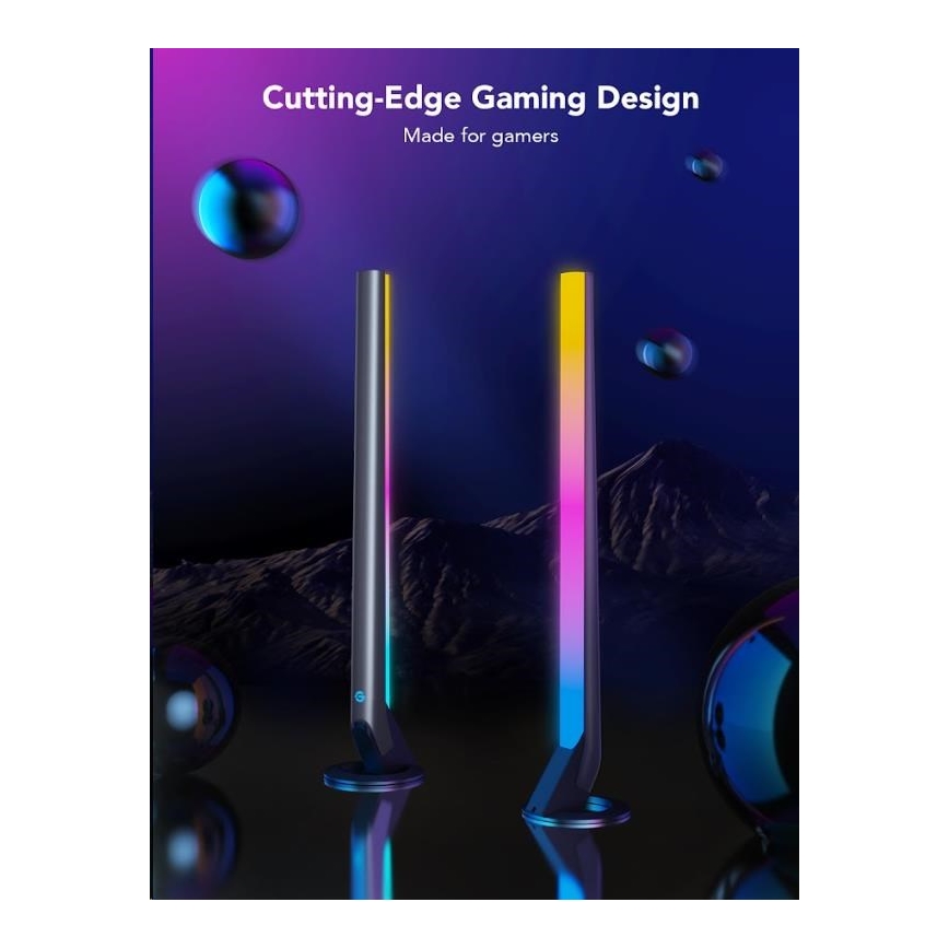 Govee - SET 2x Smart Gaming Wi-Fi LED RGBIC Panels + Smart Dual schwarz + Fernbedienung