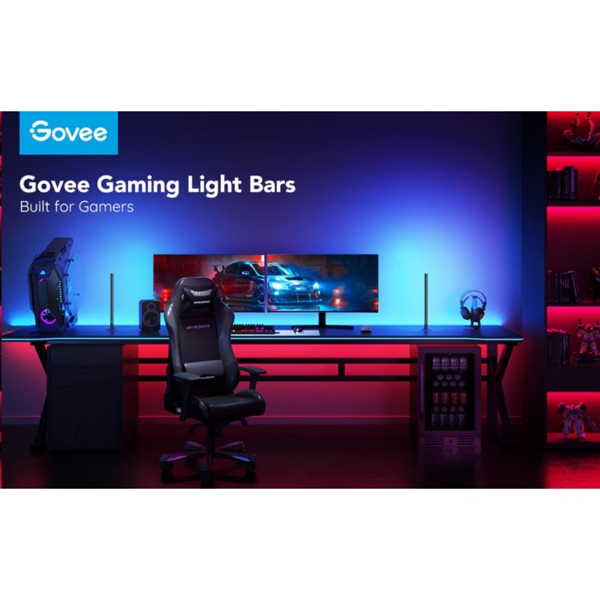 Govee - SET 2x Smart Gaming Wi-Fi LED RGBIC Panels + Smart Dual schwarz + Fernbedienung