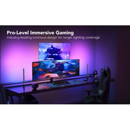 Govee - SET 2x Smart Gaming Wi-Fi LED RGBIC Panels + Smart Dual schwarz + Fernbedienung