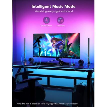 Govee - SET 2x Smart Gaming Wi-Fi LED RGBIC Panels + Smart Dual + Fernbedienung
