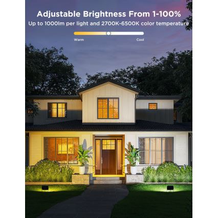 Govee - Set mit 4 dimmbaren LED-Strahlern RGBICWW, 24W/230V, IP66, matt, Wi-Fi