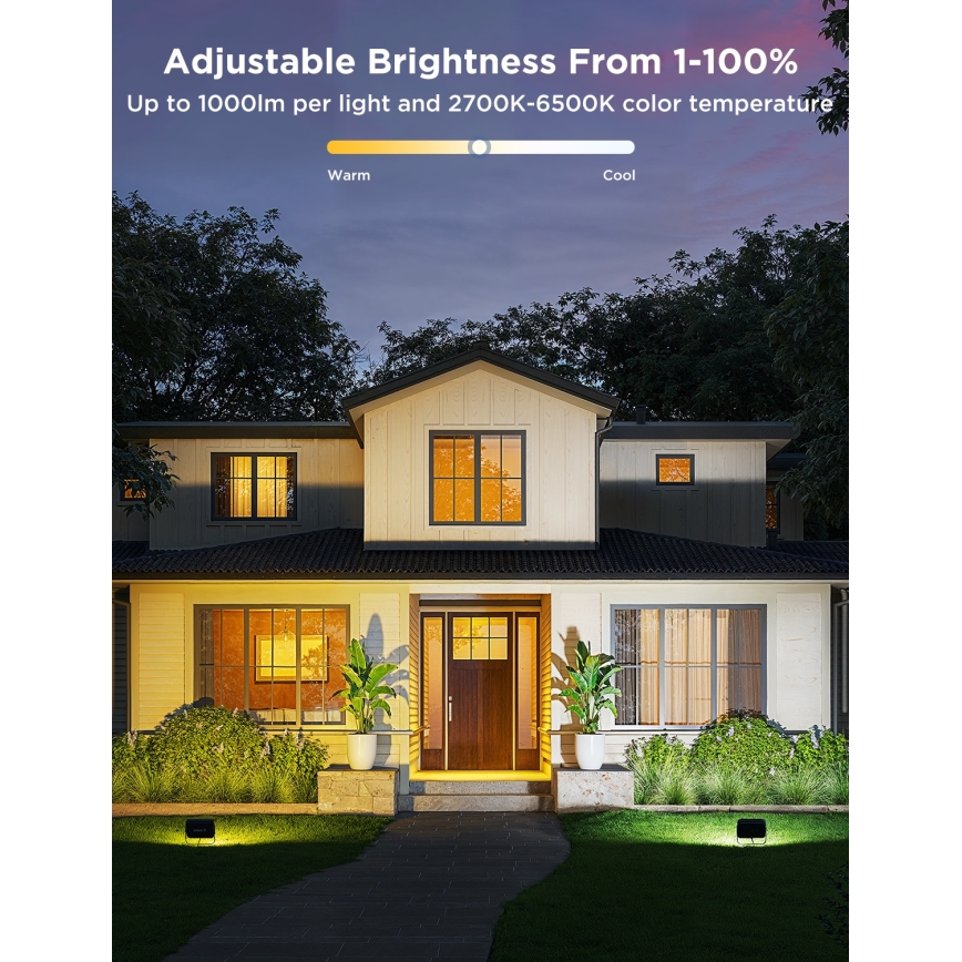 Govee - Set mit 4 dimmbaren LED-Strahlern RGBICWW, 24W/230V, IP66, matt, Wi-Fi