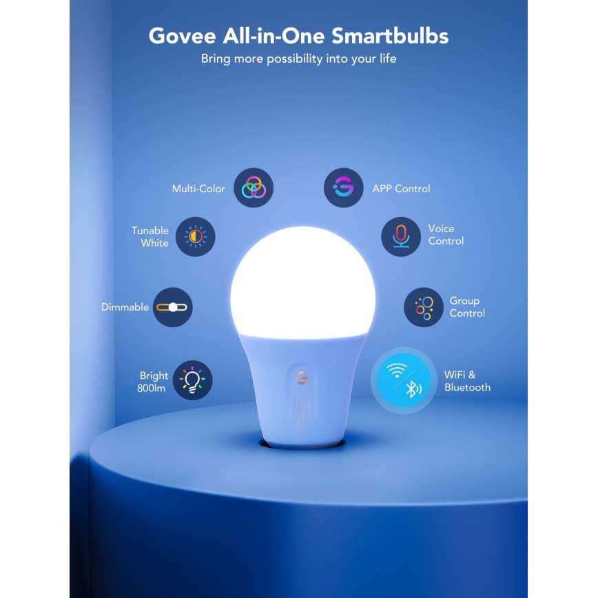 Govee - LED RGBWW dimmbares Leuchtmittel Smart MATTER E27/9W/230V 2700-6500K Wi-Fi