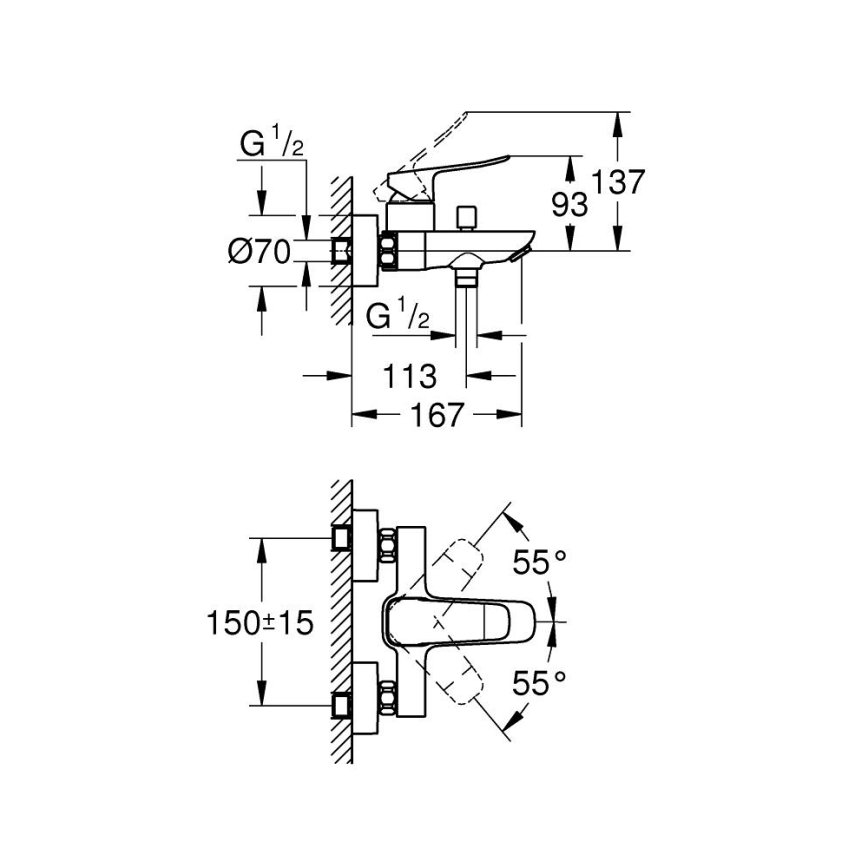 GROHE 1018720000 - Badewannenarmatur DICE, glänzender Chrom