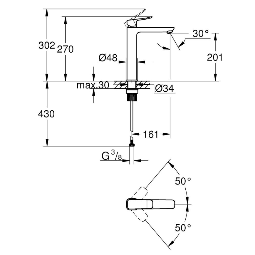 GROHE 1018922430 - Waschtischarmatur DICE XL schwarz