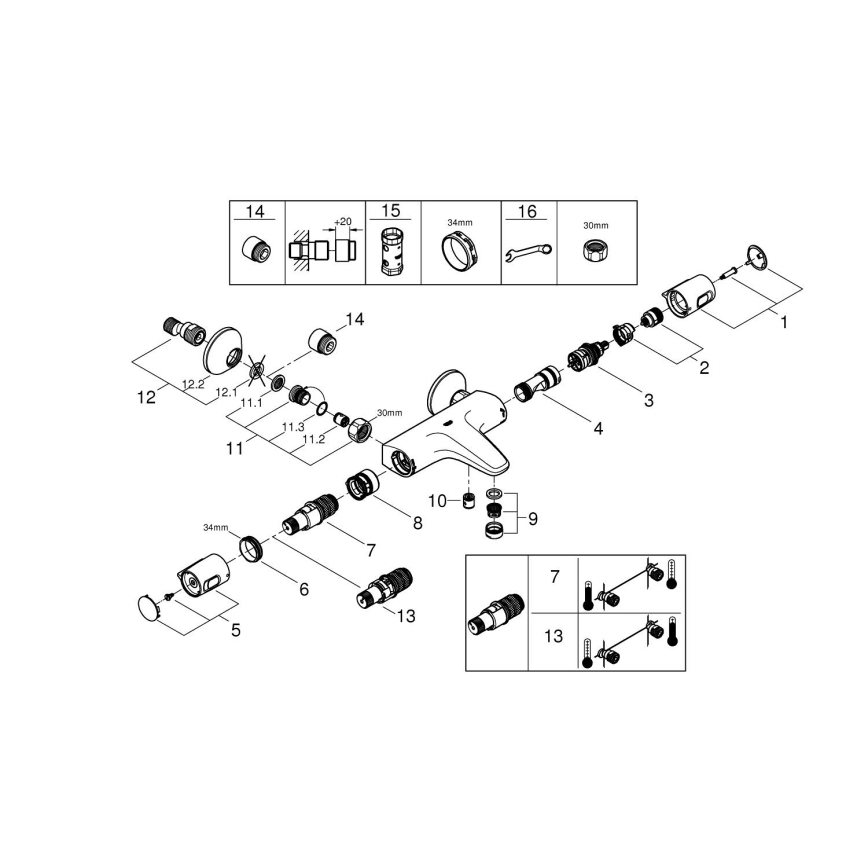 GROHE 1022162432 - Thermostat-Badewannenarmatur PRECISION TREND DN 15, schwarz