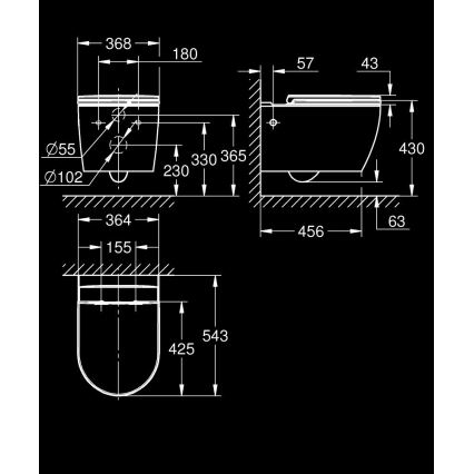 GROHE 103848SH00 - Wand-WC START ROUND KERAMIK 368 × 543 mm Duroweiß