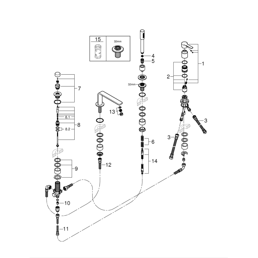 GROHE 19577001 - Wannen-4-Loch-Kombination LINEARE, Hochglanzchrom