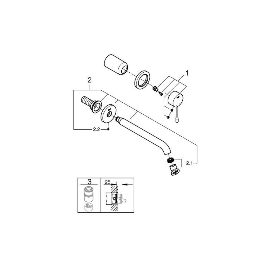 GROHE 19967DC1 - Waschtisch-Zweiloch-Armatur ESSENCE 230 mm, Edelstahl