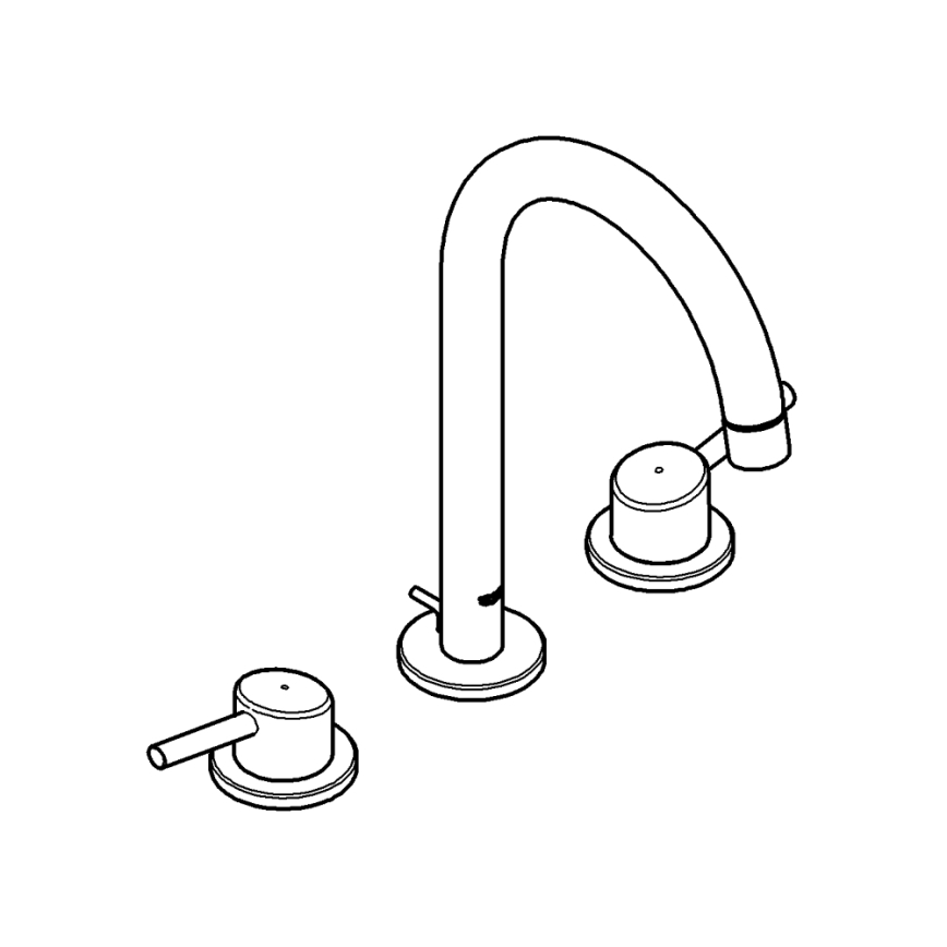 GROHE 20216001 - 3-Loch-Waschtischarmatur CONCETTO DN 15, Größe L, Chrom