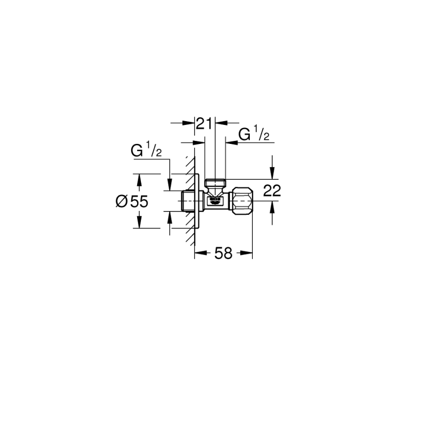 GROHE 22025000 - Eckventil UNIVERSAL DN 15 hochglänzend verchromt