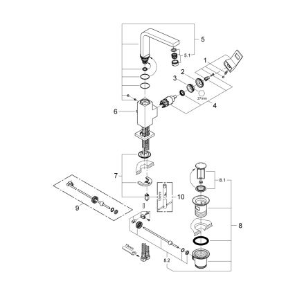 GROHE 2313500E - Waschtischarmatur EUROCUBE Größe L, glänzender Chrom