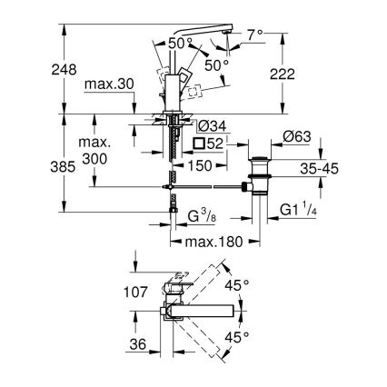 GROHE 23135AL0 - Waschtischarmatur EUROCUBE, Größe L, Graphit
