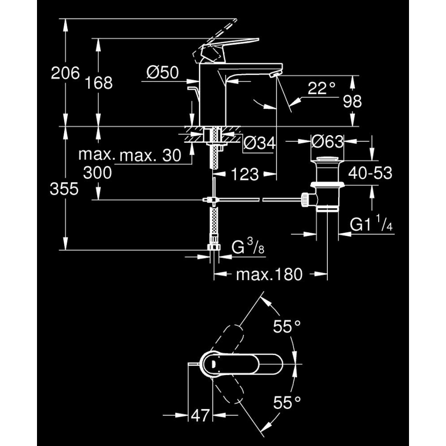 GROHE 23325000 - Waschtischarmatur EUROSMART COSMOPOLITAN Größe M, Chrom