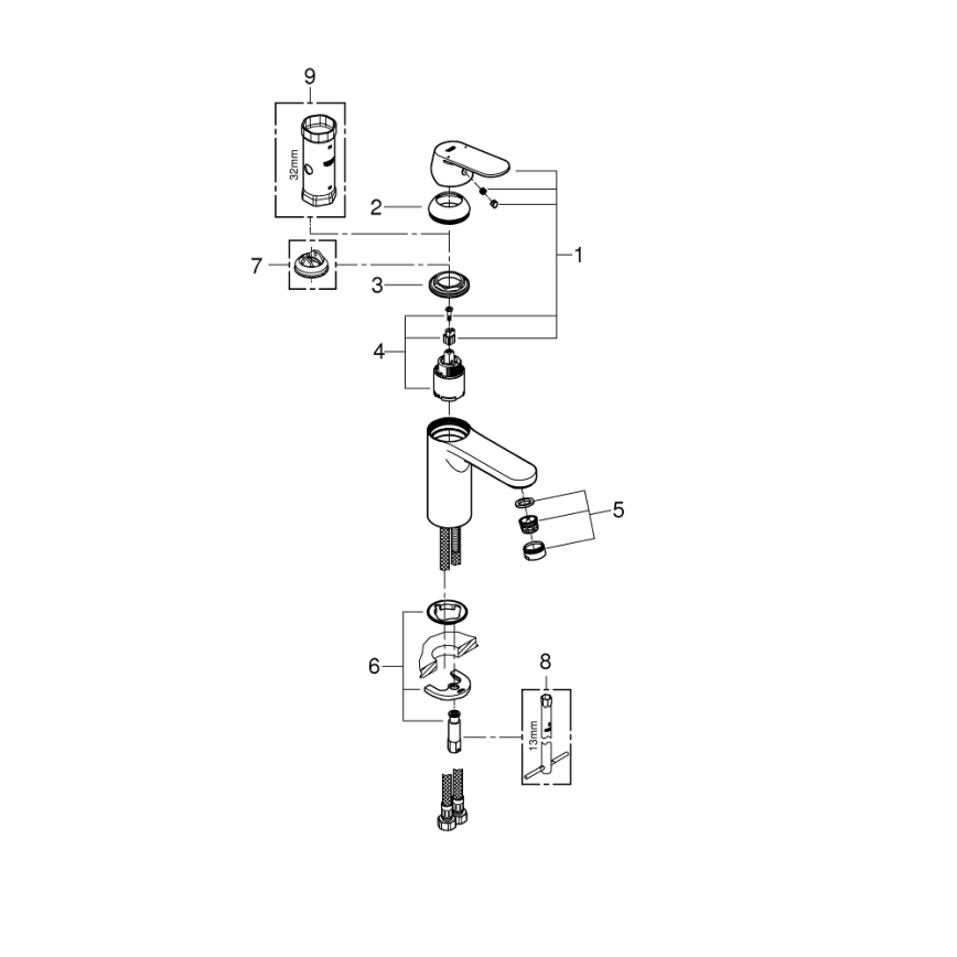 GROHE 23327000 - Waschtischarmatur EUROSMART COSMOPOLITAN DN 15 Größe M Chrom