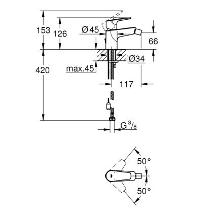 GROHE 23332001 - Bidetarmatur BAUEDGE, Größe S, glänzender Chrom