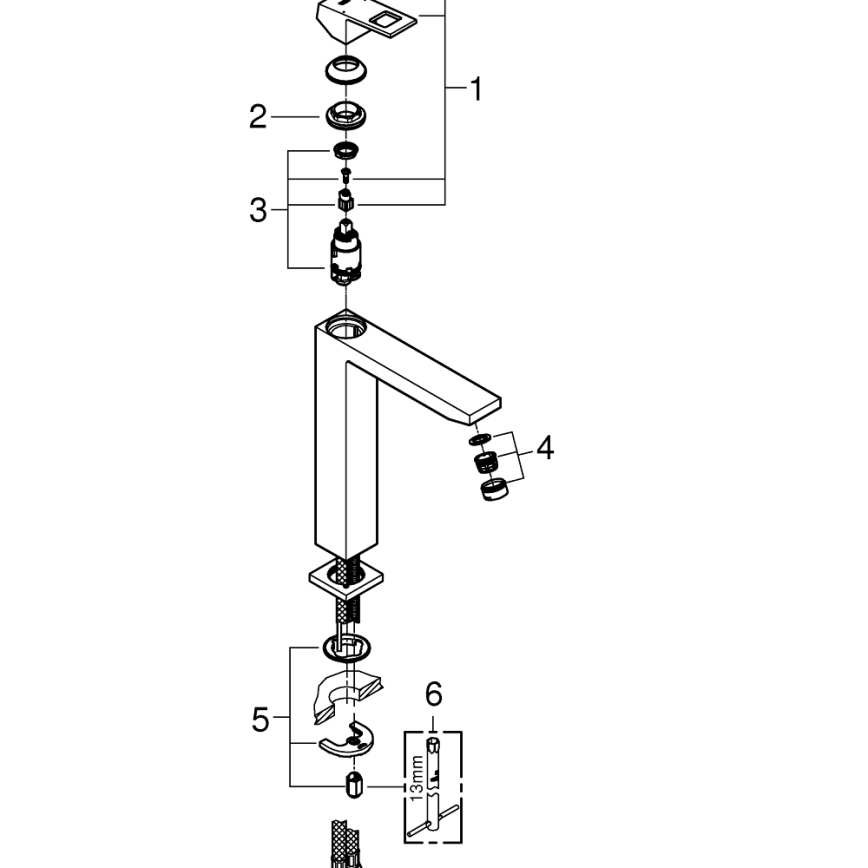 GROHE 23406000 - Waschtischarmatur EUROCUBE XL, Hochglanzchrom