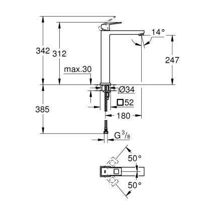 GROHE 23406000 - Waschtischarmatur EUROCUBE XL, Hochglanzchrom