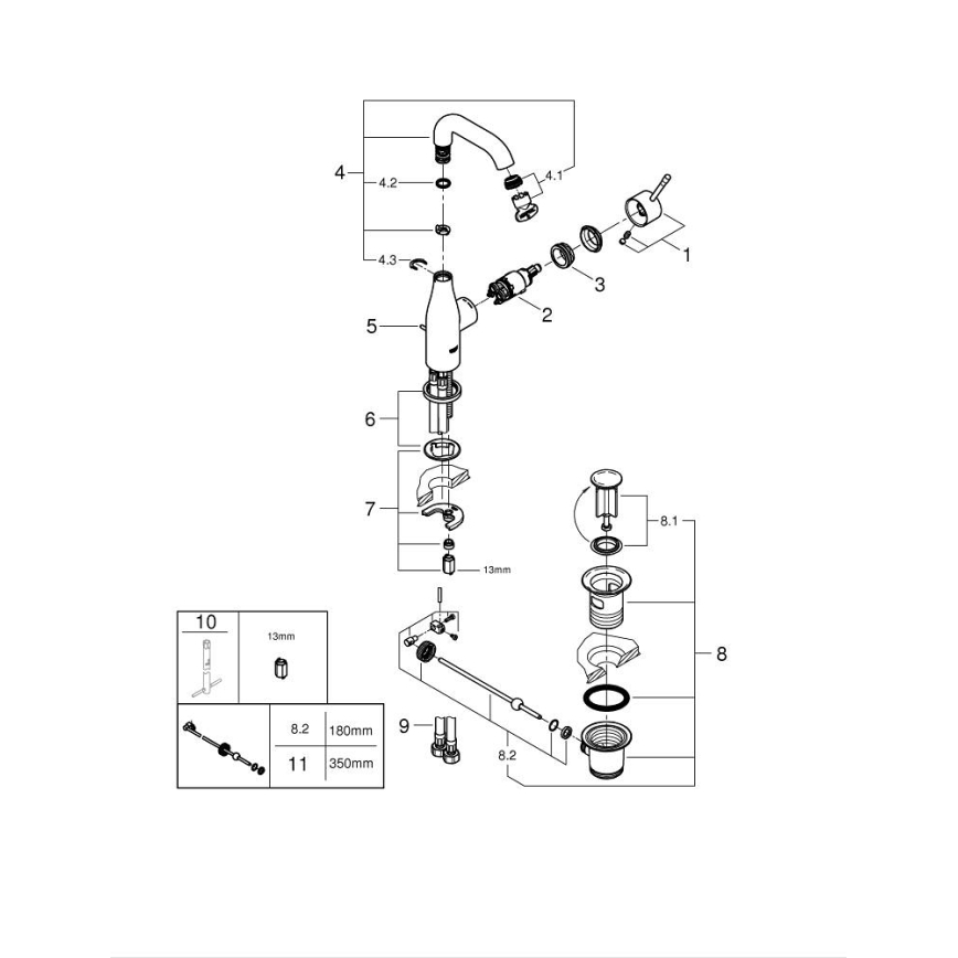 GROHE 23462001 - Waschtischarmatur ESSENCE DN 15, Größe M, glänzender Chrom