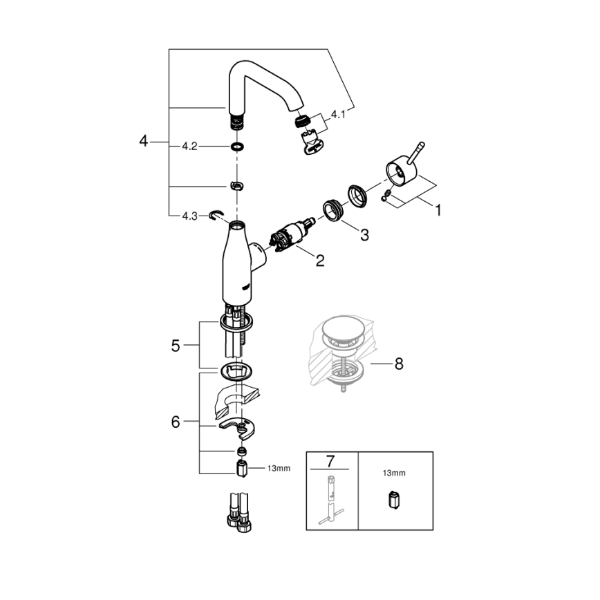 GROHE 23541001 - Waschtischarmatur ESSENCE DN 15, Chrom glänzend