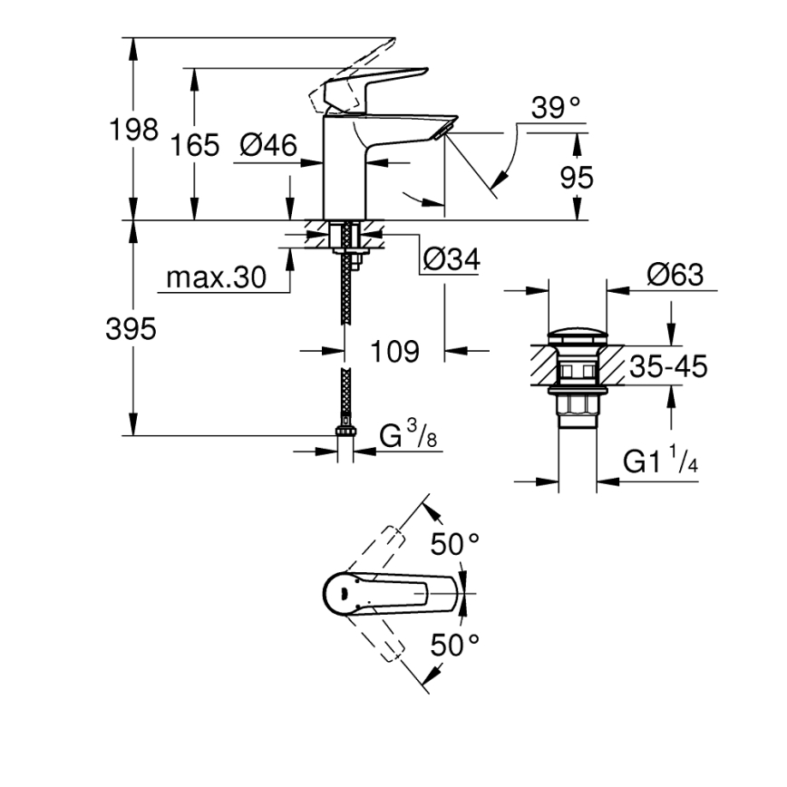 GROHE 235502432 - Waschtischarmatur START Größe S schwarz