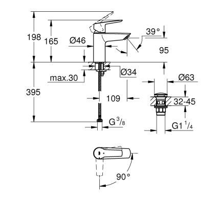 GROHE 23551002 - Waschtischarmatur START Größe S, glänzender Chrom