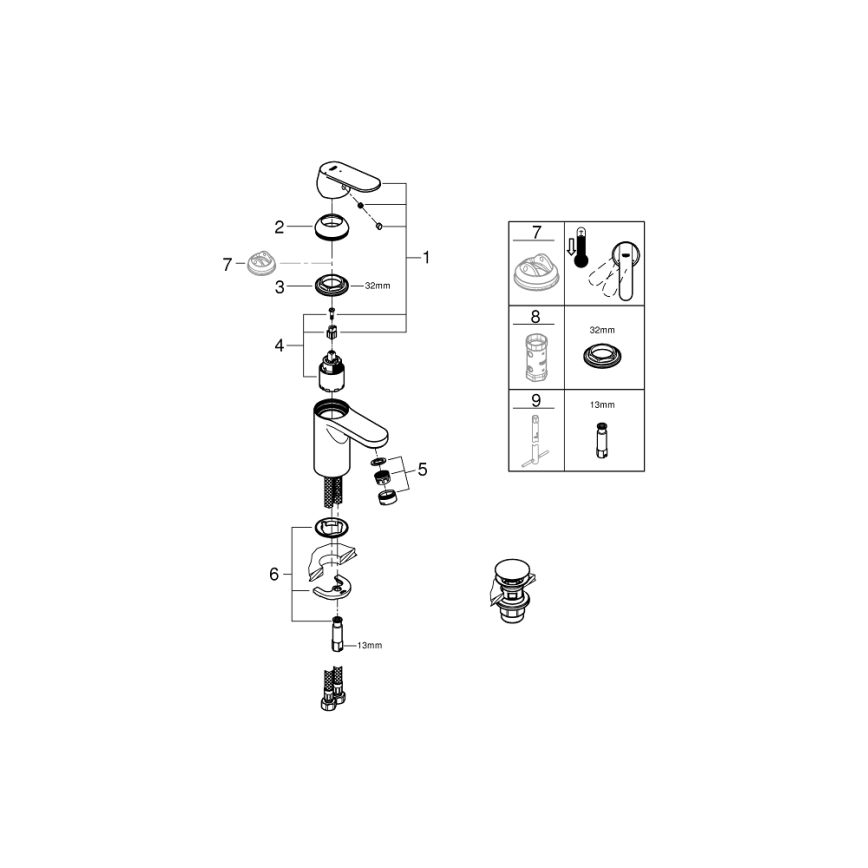 GROHE 23586000 - Waschtischarmatur GET Größe S, glänzend verchromt