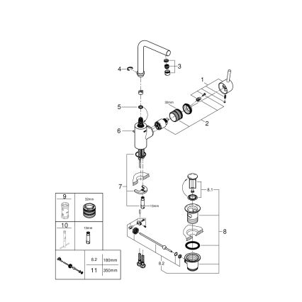 GROHE 23739002 - Waschtischarmatur CONCETTO 291 mm Hochglanzchrom
