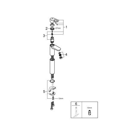 GROHE 23764000 - Waschtischarmatur BAULOOP DN 15, glänzender Chrom