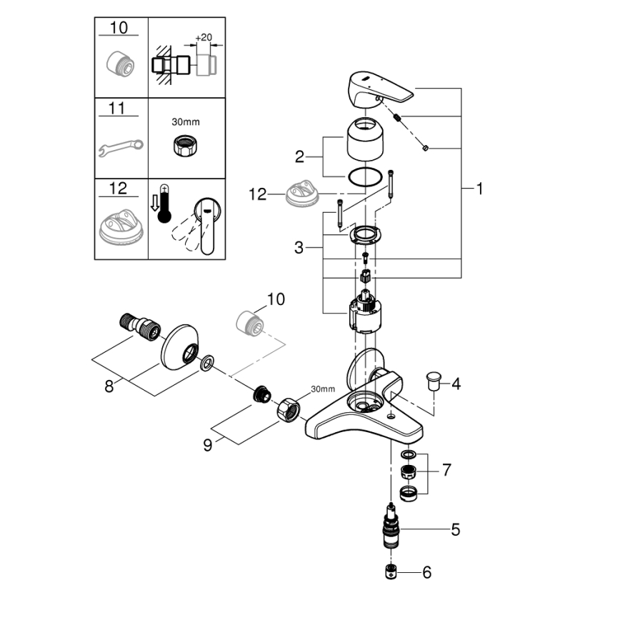 GROHE 23772000 - Badewannenarmatur START FLOW 150 mm, glänzender Chrom