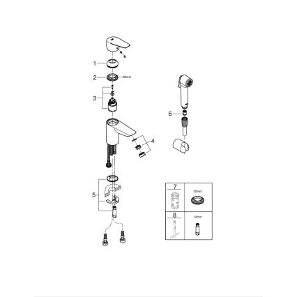 GROHE 23773001 - Waschtischarmatur START EDGE, Größe S, Hochglanz-Chrom