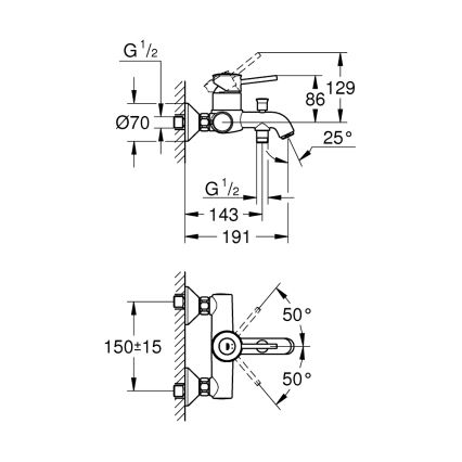 GROHE 23787000 - Wannenarmatur START CLASSIC DN 15, hochglanzverchromt