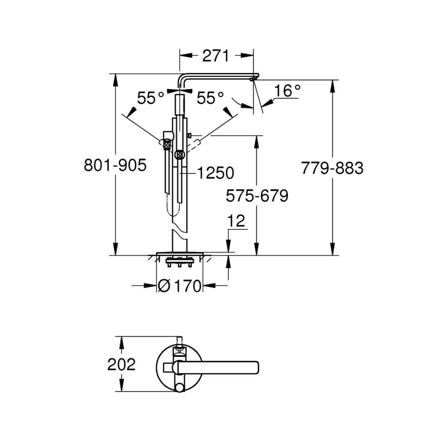 GROHE 23792001 - Wannenarmatur LINEARE 271 mm, Chrom glänzend