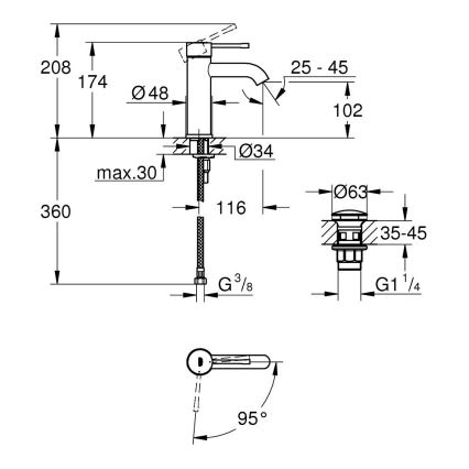 GROHE 23797001 - Waschtischarmatur ESSENCE Größe S, glänzender Chrom