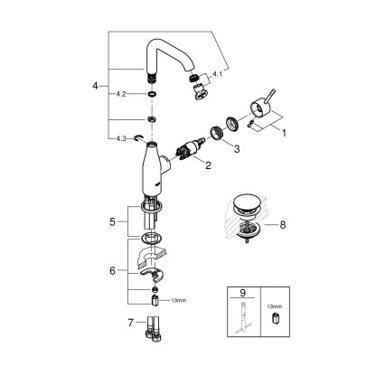 GROHE 23799001 - Waschtischarmatur ESSENCE Größe L, glänzender Chrom