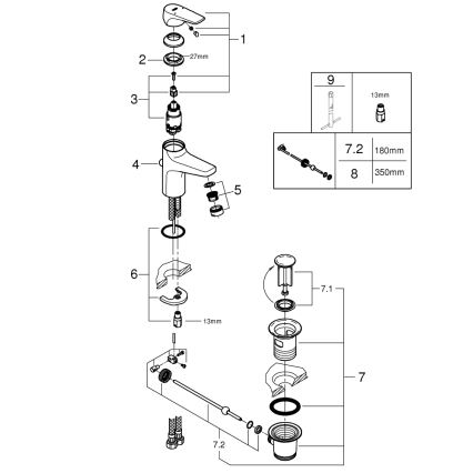 GROHE 23809000 - Waschtischarmatur START FLOW DN 15, glänzender Chrom