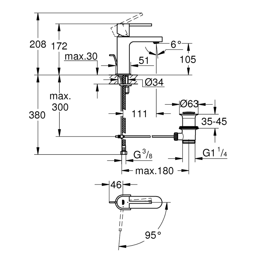 GROHE 23870003 - Waschtischarmatur PLUS, Größe S, glänzender Chrom