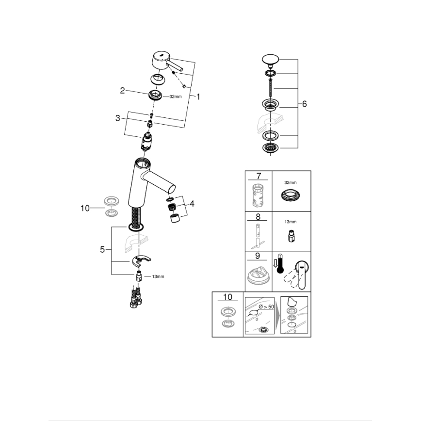 GROHE 23932001 - Waschtischarmatur EUROSMART Größe M, glänzender Chrom