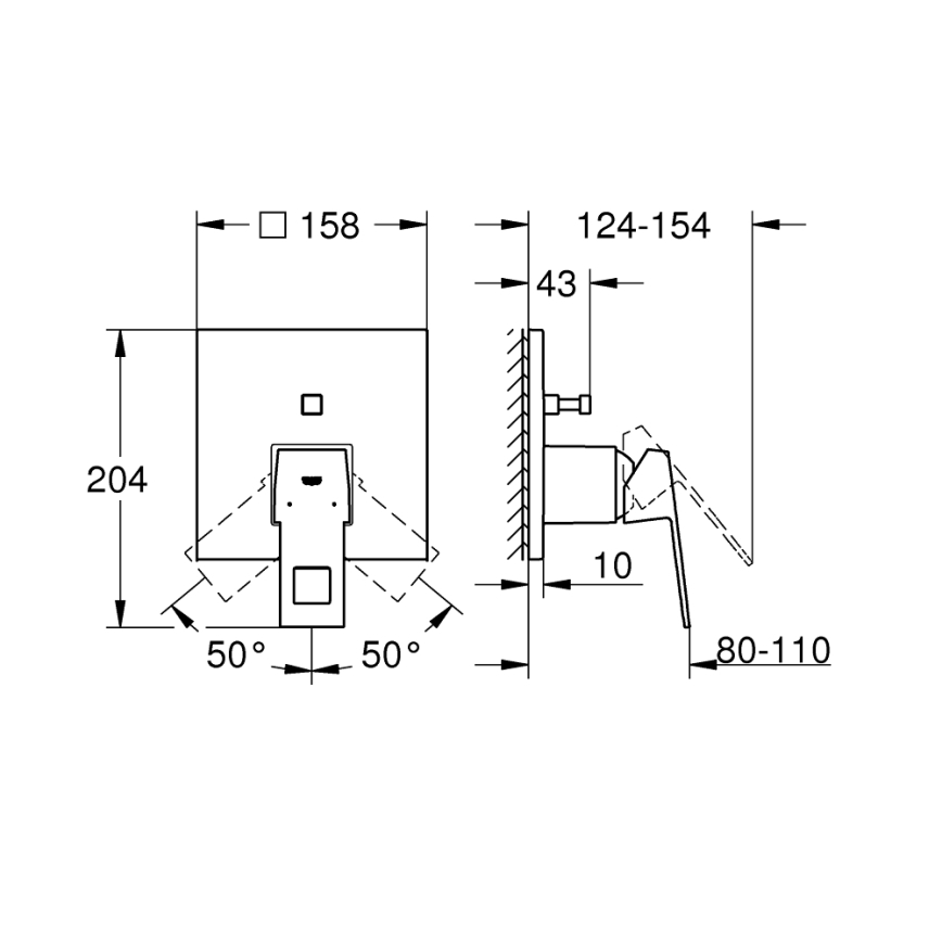GROHE 24062000 - EUROCUBE Einhebel-Waschtischarmatur, glänzender Chrom