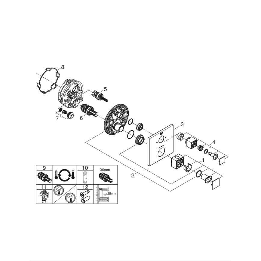 GROHE 24154000 - Thermostatarmatur GROHTHERM CUBE glänzender Chrom