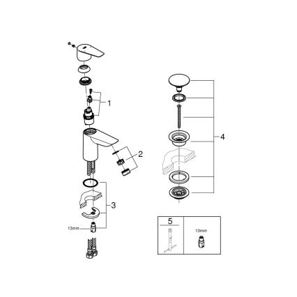 GROHE 24199001 - START EDGE Waschtischarmatur DN 15, Chrom glänzend