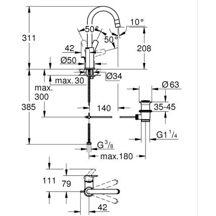 GROHE 24203002 - Waschtischarmatur START Größe L glänzender Chrom