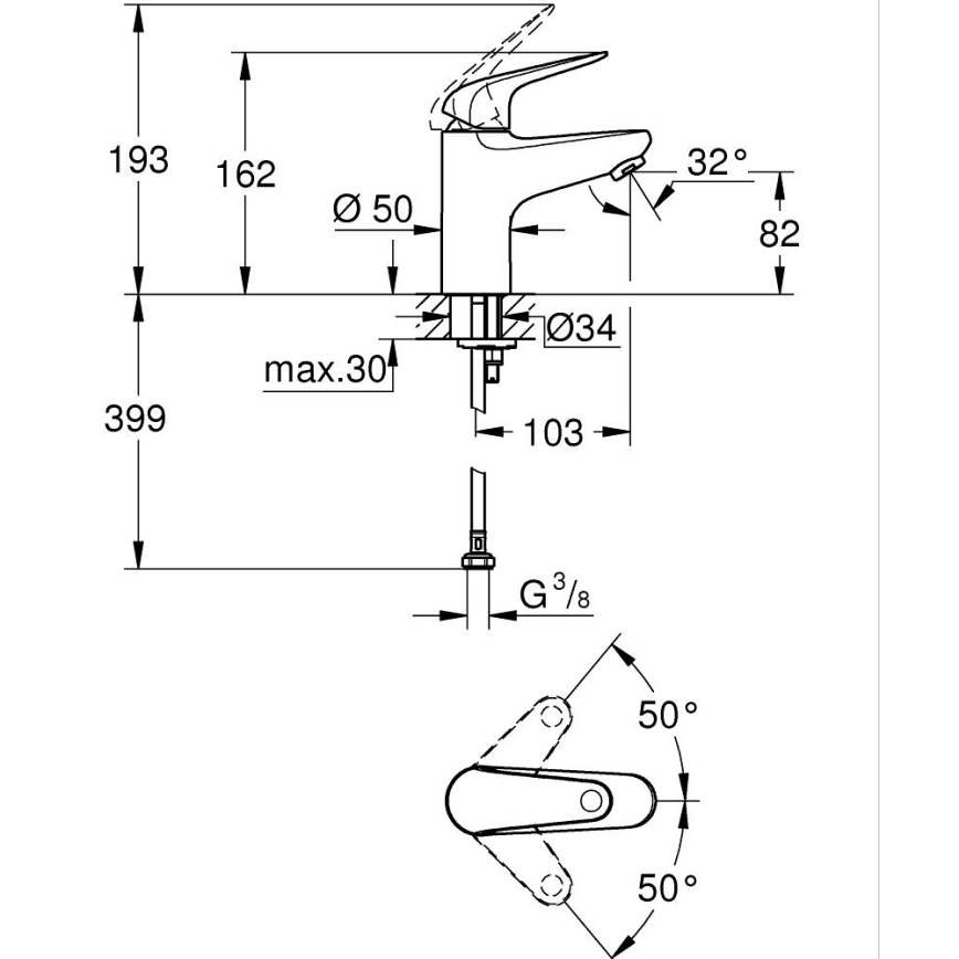GROHE 24317001 - Waschtischarmatur SWIFT 162 mm, glänzender Chrom