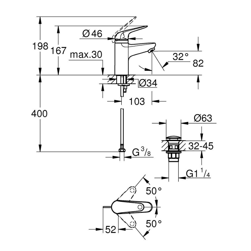 GROHE 24319001 - Waschtischarmatur SWIFT, 162 mm, Hochglanz-Chrom
