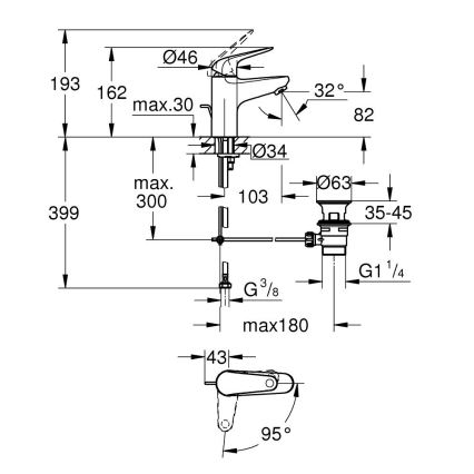 GROHE 24322001 - Waschtischarmatur SWIFT DN 15, Hochglanz-Chrom